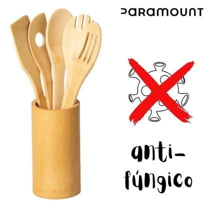 Imagem de Kit Utensílios De Bambú 6 Pçs 100% Bambú Natural Paramount