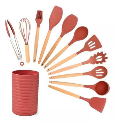 Imagem de Kit Utensílios De Cozinha 12 Peças Silicone Colorido Vermelho