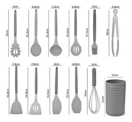 Imagem de Kit Utensílios De Cozinha 12 Peças Silicone Colorido Vermelho