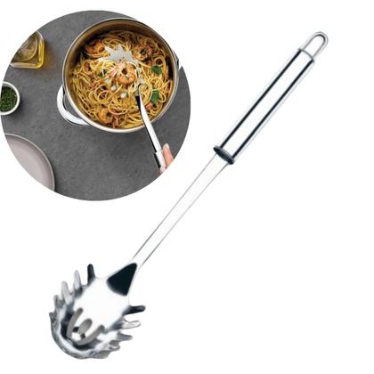 Imagem de Kit Utensílios de Cozinha 5 Peças 100% Inox Jogo Talheres 1 Colher Arroz 1 Escumadeira 1 Concha 1 Pegador Massa e 1 Amassador Batata