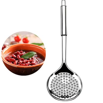 Imagem de Kit Utensílios de Cozinha 5 Peças 100% Inox Jogo Talheres 1 Colher Arroz 1 Escumadeira 1 Concha 1 Pegador Massa e 1 Amassador Batata