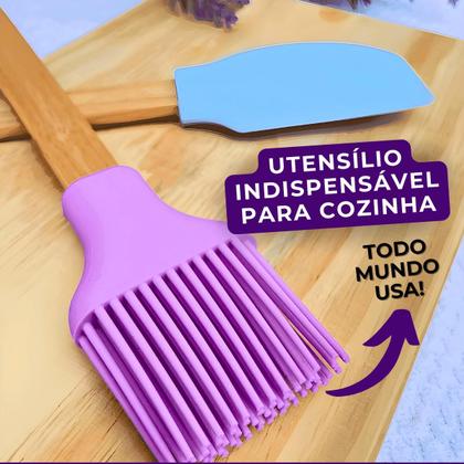Imagem de Kit Utensílios de Cozinha com Espátula e Pincel de Silicone com Cabo de Madeira - Casita