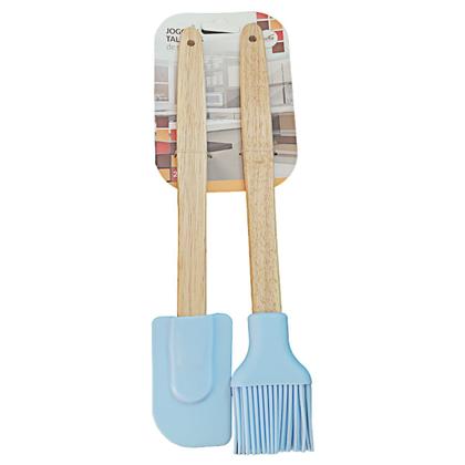 Imagem de Kit Utensílios de Cozinha com Espátula e Pincel de Silicone com Cabo de Madeira - Casita