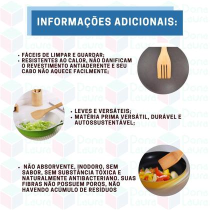 Imagem de Kit Utensílios de Cozinha Em Bambu 5 Peças Com Suporte Decoração