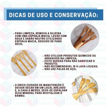 Imagem de Kit Utensílios de Cozinha Em Bambu 5 Peças Com Suporte Decoração