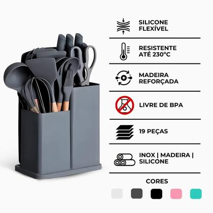 Imagem de Kit Utensílios de Cozinha Jogo Completo 19 Peças