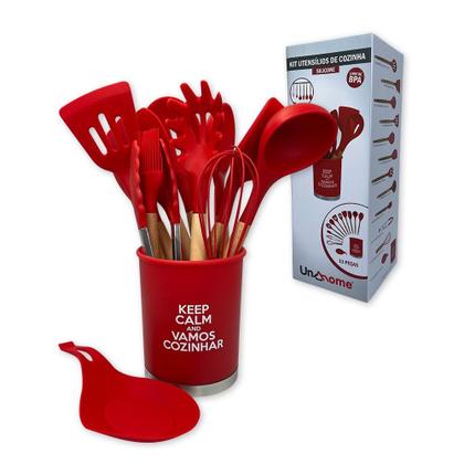 Imagem de Kit Utensílios de Cozinha Silicone 13pçs Vermelha