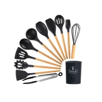 Imagem de Kit Utensílios de Cozinha Silicone e Cabo de Madeira 12 peças