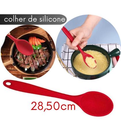 Imagem de Kit Utensílios de Silicone 4 Peças Concha Espátulas Colher Ideal para Panelas Teflon