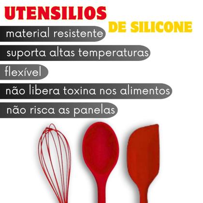 Imagem de Kit Utensílios de Silicone 4 Peças Concha Espátulas Colher Ideal para Panelas Teflon