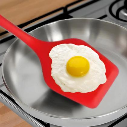 Imagem de Kit Utensílios de Silicone Inteiriço Vermelho 9 Peças + Suporte Em Aço Inox para Cozinha Premium