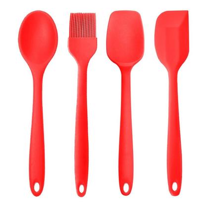 Imagem de Kit Utensílios De Silicone Maciço Colher Espátula Flexível