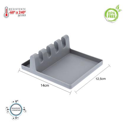 Imagem de Kit utensílios de Silicone Preto com Descanso