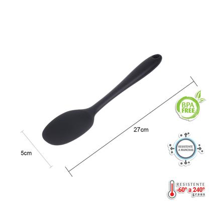 Imagem de Kit utensílios de Silicone Preto com Descanso