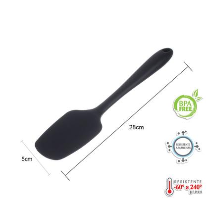 Imagem de Kit utensílios de Silicone Preto com Descanso