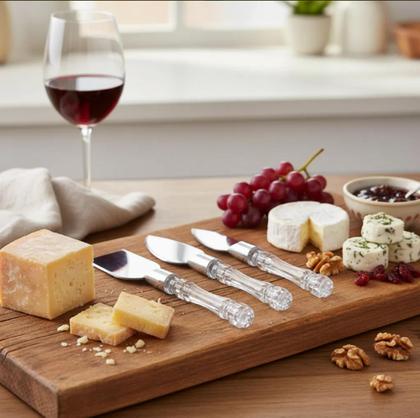 Imagem de Kit Utensílios Para Queijos Lâminas de Inóx com Cabo de Acrílico - 4 Peças