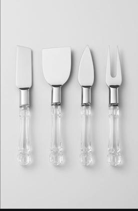 Imagem de Kit Utensílios Para Queijos Lâminas de Inóx com Cabo de Acrílico - 4 Peças
