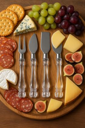 Imagem de Kit Utensílios Para Queijos Lâminas de Inóx com Cabo de Acrílico - 4 Peças