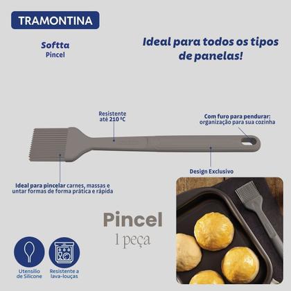 Imagem de Kit Utensilios Silicione Cozinha Conjunto Tramontina Espatula Concha Pregador de Massa Pincel Colher de Silicone