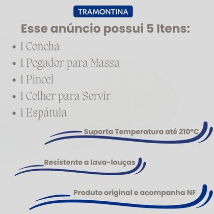 Imagem de Kit Utensilios Silicione Cozinha Conjunto Tramontina Espatula Concha Pregador de Massa Pincel Colher de Silicone
