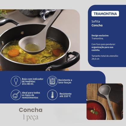 Imagem de Kit Utensilios Silicione Cozinha Conjunto Tramontina Espatula Concha Pregador de Massa Pincel Colher de Silicone