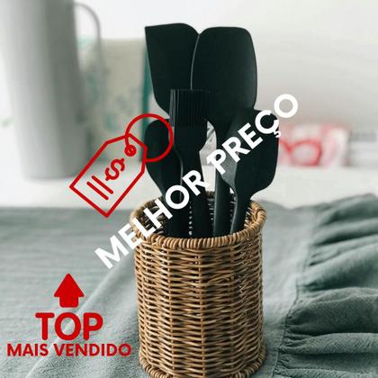 Imagem de Kit Utensílios Silicone 3 Peças Concha + Escumadeira + Colher 28cm Resistente Alta Qualidade Cozinha Antiaderente