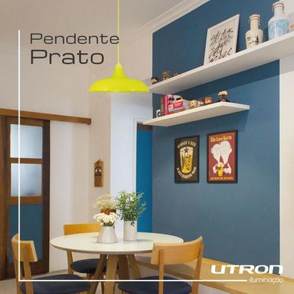 Imagem de Kit Utron 5 Lustres Luminária Pendente Prato Bedd Retrô 32cm