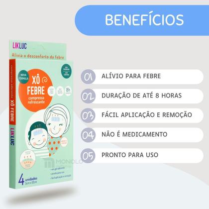 Imagem de Kit Vacina Xo Febre Adesivo Gel + Pikluc Alivia Dor Vacina Likluc tira Dor Alivia