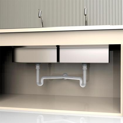 Imagem de Kit Válvula Americana Inox 3. 1/2 + Sifão Flexível 70cm Duplo