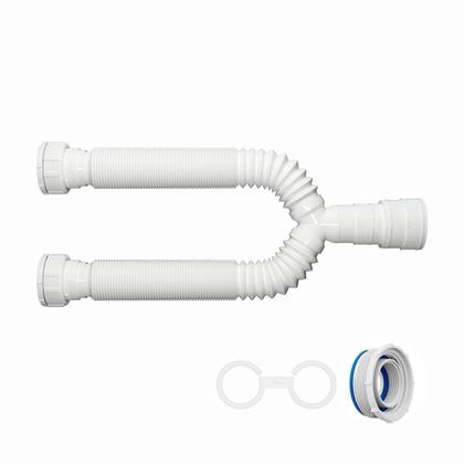 Imagem de Kit Válvula Americana Inox 3. 1/2 + Sifão Flexível 70cm Duplo