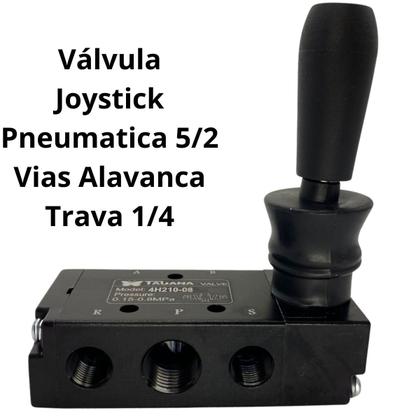 Imagem de kit Válvula Joystick Pneumatica 5/2 Vias Alavanca Trava 1/4 - C/ 02 Silenciador C/ 3 Reta macho 1/4x06mm