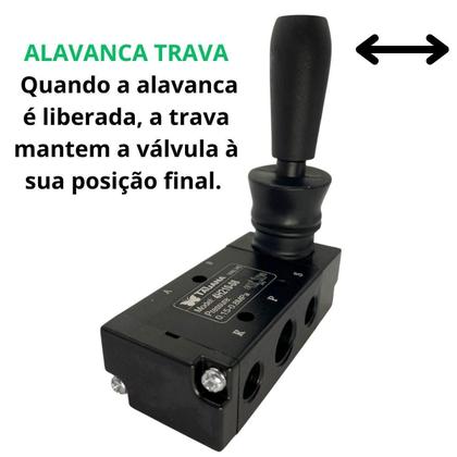 Imagem de Kit Válvula Joystick Pneumatica 5/2 Vias Alavanca Trava 1/4