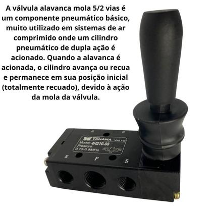 Imagem de Kit Válvula Joystick Pneumatica 5/2 Vias Alavanca Trava 1/4
