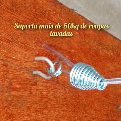 Imagem de Kit Varal 10mts Cabo De Aço Revestido Nylon Cristal 3,30 Mm