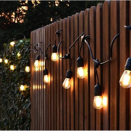 Imagem de Kit Varal de Luz 20m Preto Blindado e 20 Lampada Led 3w 3000K