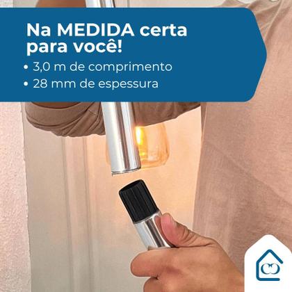 Imagem de Kit varão cromado 3 metros x 28mm reforçado