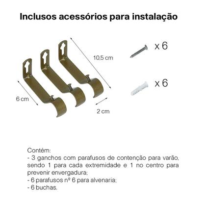 Imagem de Kit Varão Para De Cortina Extensivo 1,20 a 2,10M Cilíndrico Ouro Velho