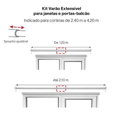 Imagem de Kit Varão Para De Cortina Extensivo 1,20 a 2,10M Cilíndrico Ouro Velho