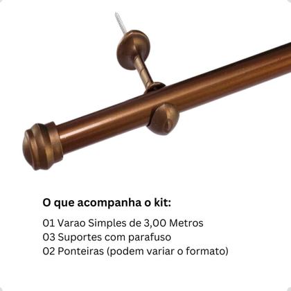 Imagem de Kit Varão Simples para Cortina 3 Metros 19mm  Funcionalidade, Estilo e Durabilidade