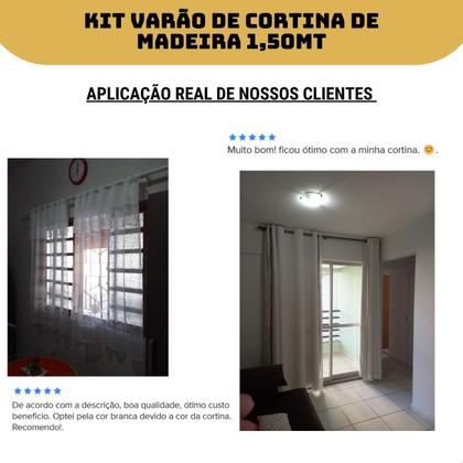 Imagem de Kit Varão Varal Simples 1,50 metro 28mm para cortina Sala Quarto Cozinha Completo Com kit de instalação