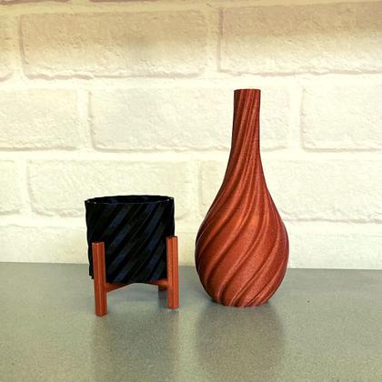 Imagem de Kit Vaso e Cachepot Minimalista Preto e Cobre