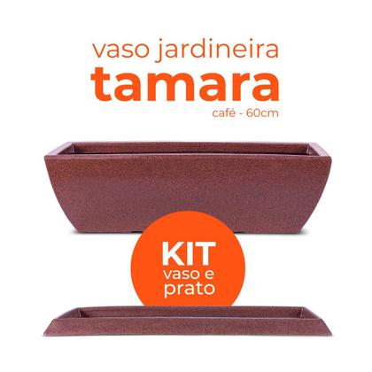 Imagem de Kit Vaso e Prato Jardineira Tamara Café 60 Terrano
