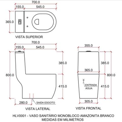 Imagem de Kit Vaso Sanitário Monobloco Amazonita e Ducha Higiênica para Banheiro Apa - Preto