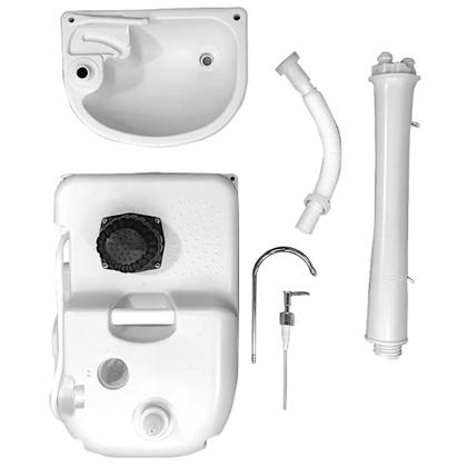 Imagem de Kit Vaso Sanitario Portatil Porta Potti Ecocamp Comfort 24 L  Pia Lavatorio Camping  e Eco Bac Bus Ntk 250ml para Banheiros Quimicos  Nautika 