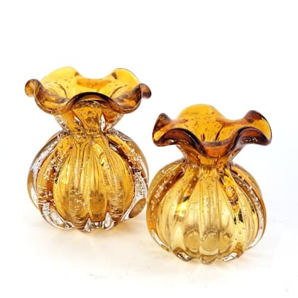 Imagem de Kit Vasos de Murano - Trouxinhas de Cristal Âmbar (2 Peças)