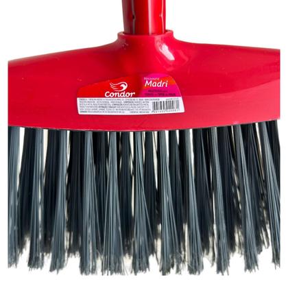 Imagem de Kit Vassoura Condor Madri Cabo 120Cm + Pá Coletora Com Cabo 60cm Pazinha Preta Para Limpeza Geral Casa Escritório Sala