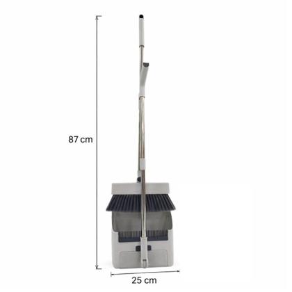 Imagem de Kit Vassoura Dobrável Inox 3 em 1 com Pá Articulada Cabo Retrátil