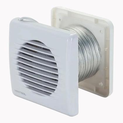 Imagem de Kit Ventisol com Exaustor Residencial, Duto e Veneziana para Banheiro KEXB 100mm 4W  Bivolt