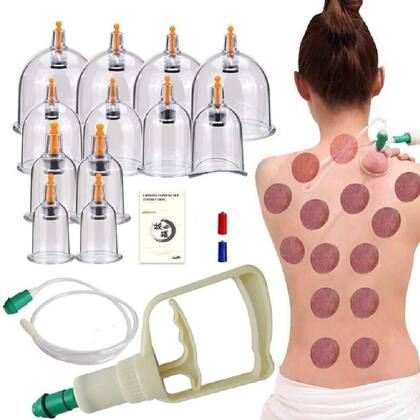Imagem de Kit ventosa para massoterapia acumputura terapia succao esteticacom 6 copos e bomba de succao