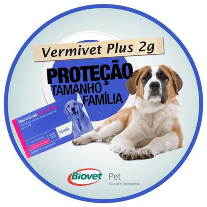 Kit Vermífugo Vermivet Plus Biovet 2g c/ 2 Comprimidos C/ 2 unidades Imagem de Kit Vermífugo Vermivet Plus Biovet 2g c/ 2 Comprimidos C/ 2 unidades